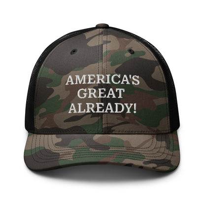 America's Great Already! Camouflage trucker hat