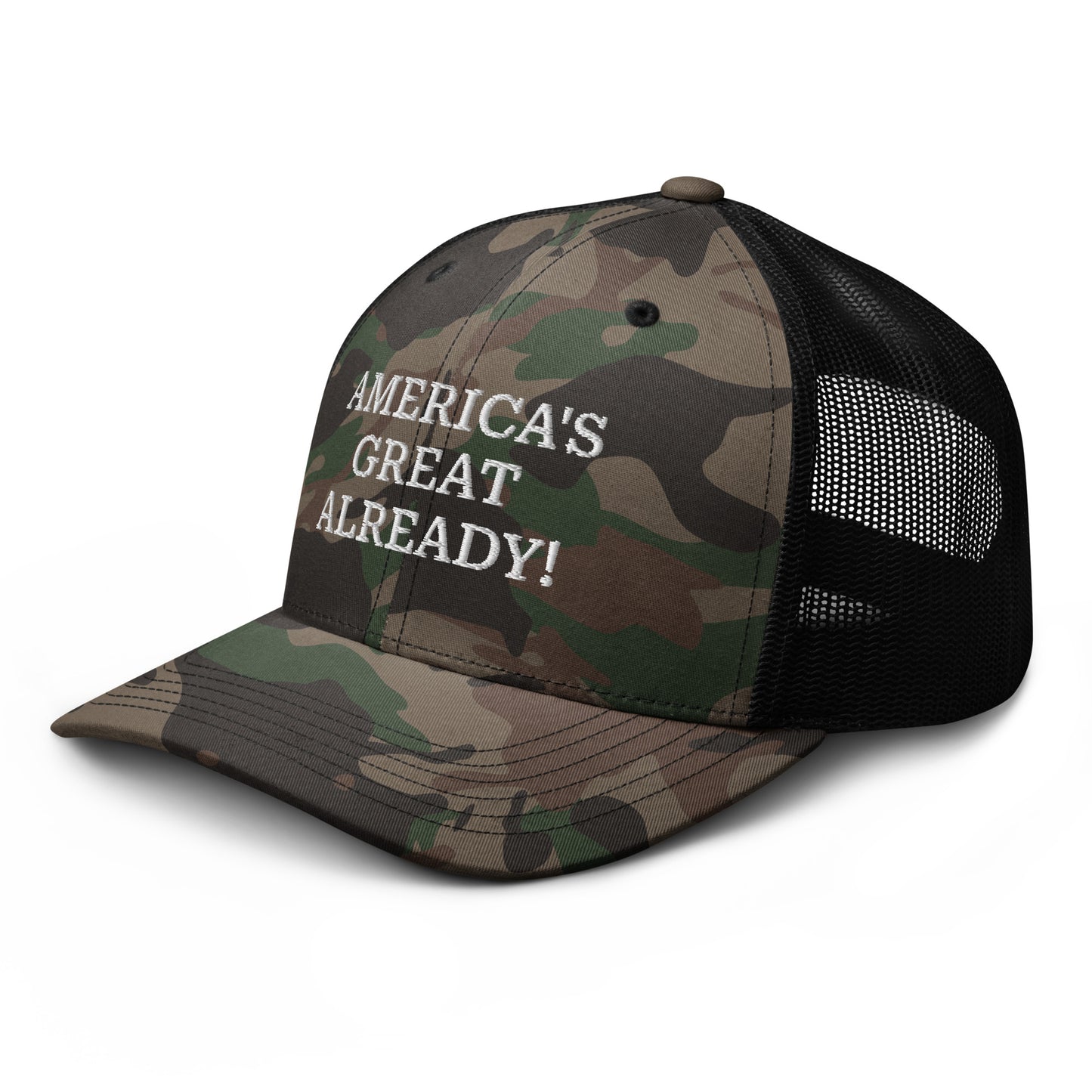 America's Great Already! Camouflage trucker hat