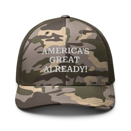 America's Great Already! Camouflage trucker hat