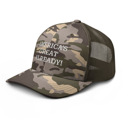 America's Great Already! Camouflage trucker hat