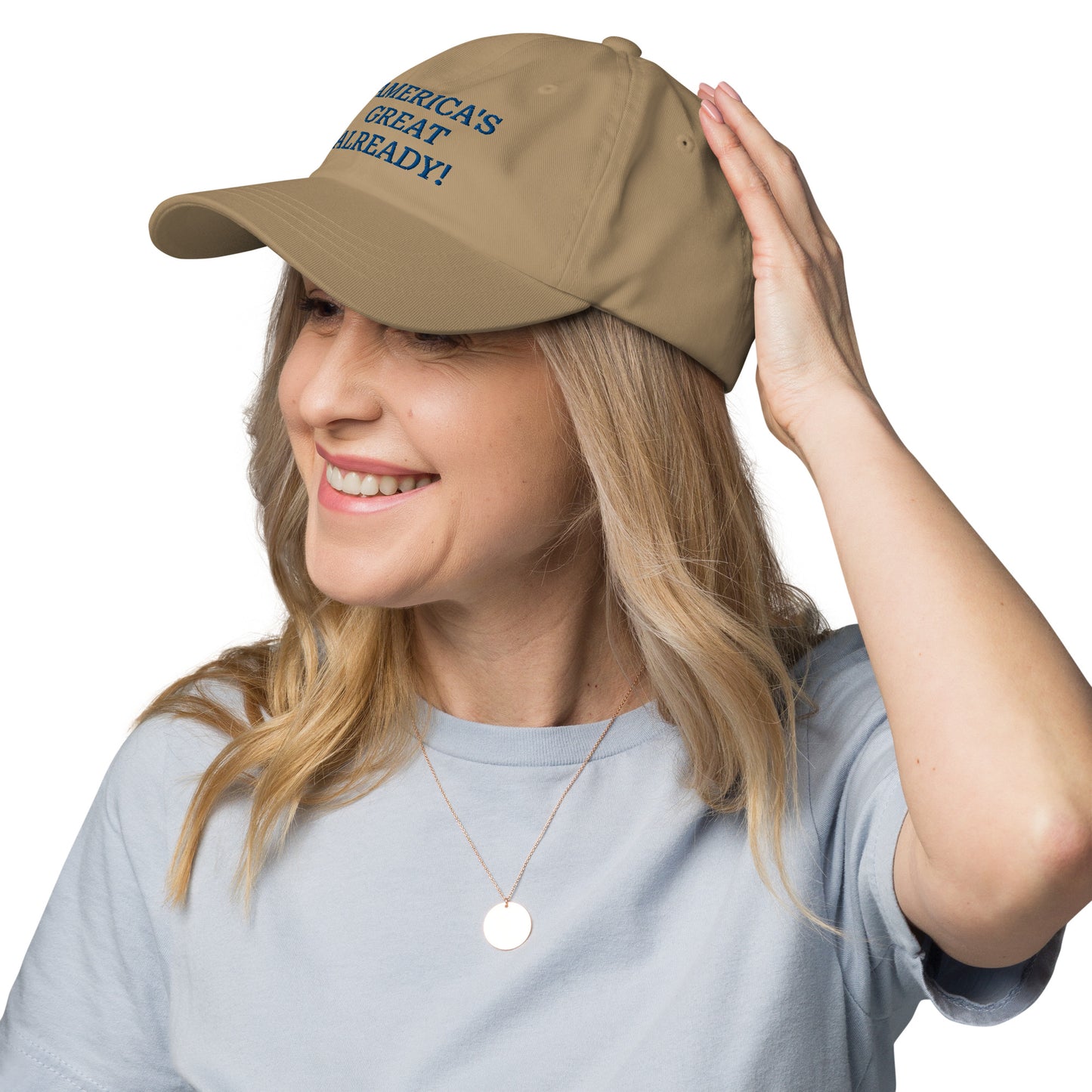 "America's Great Already!" Baseball Cap – Blue Lettering