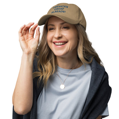 "America's Great Already!" Baseball Cap – Blue Lettering