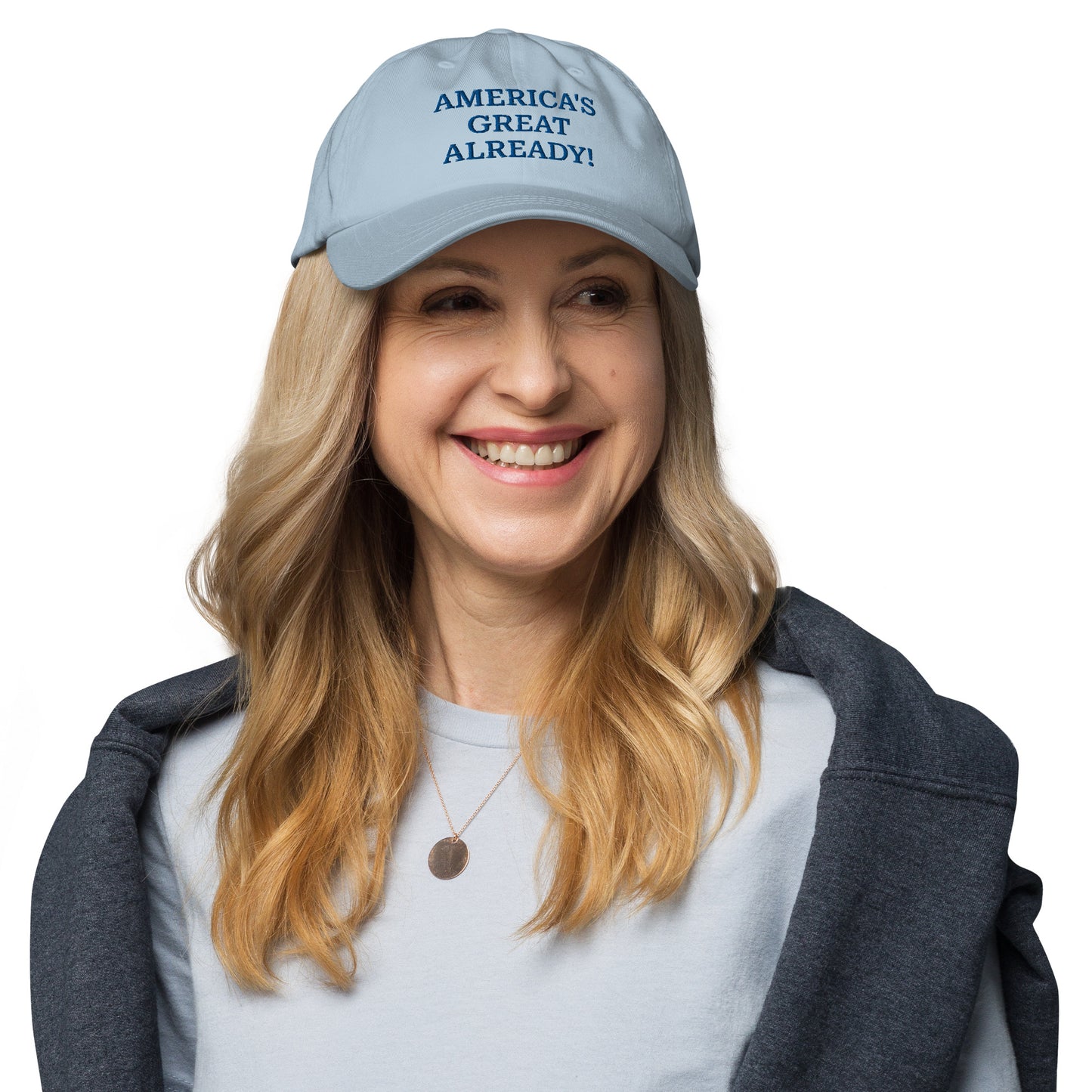 "America's Great Already!" Baseball Cap – Blue Lettering