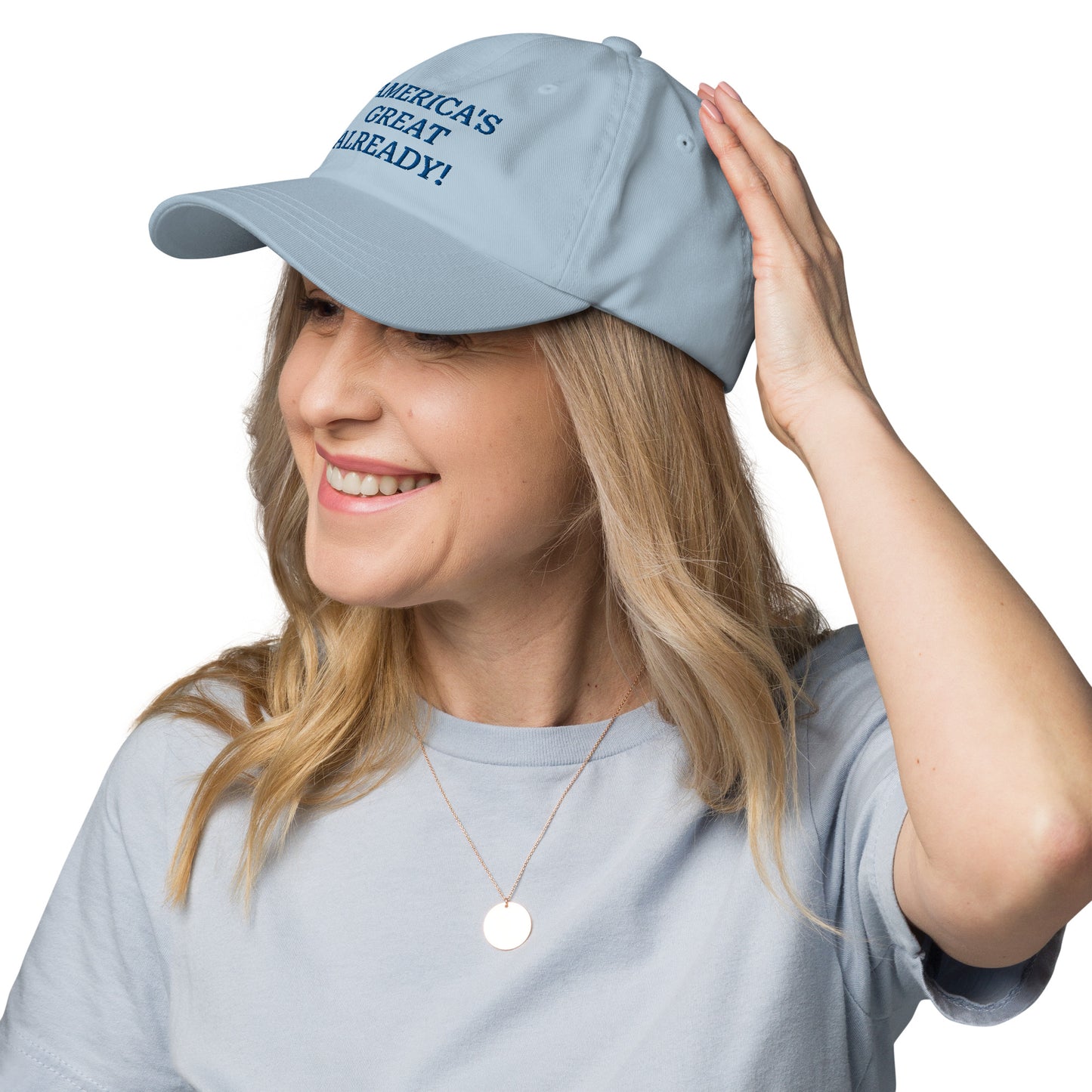 "America's Great Already!" Baseball Cap – Blue Lettering