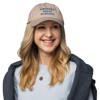 "America's Great Already!" Baseball Cap – Blue Lettering