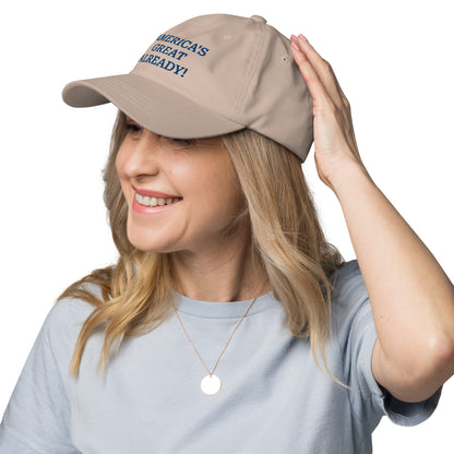 "America's Great Already!" Baseball Cap – Blue Lettering