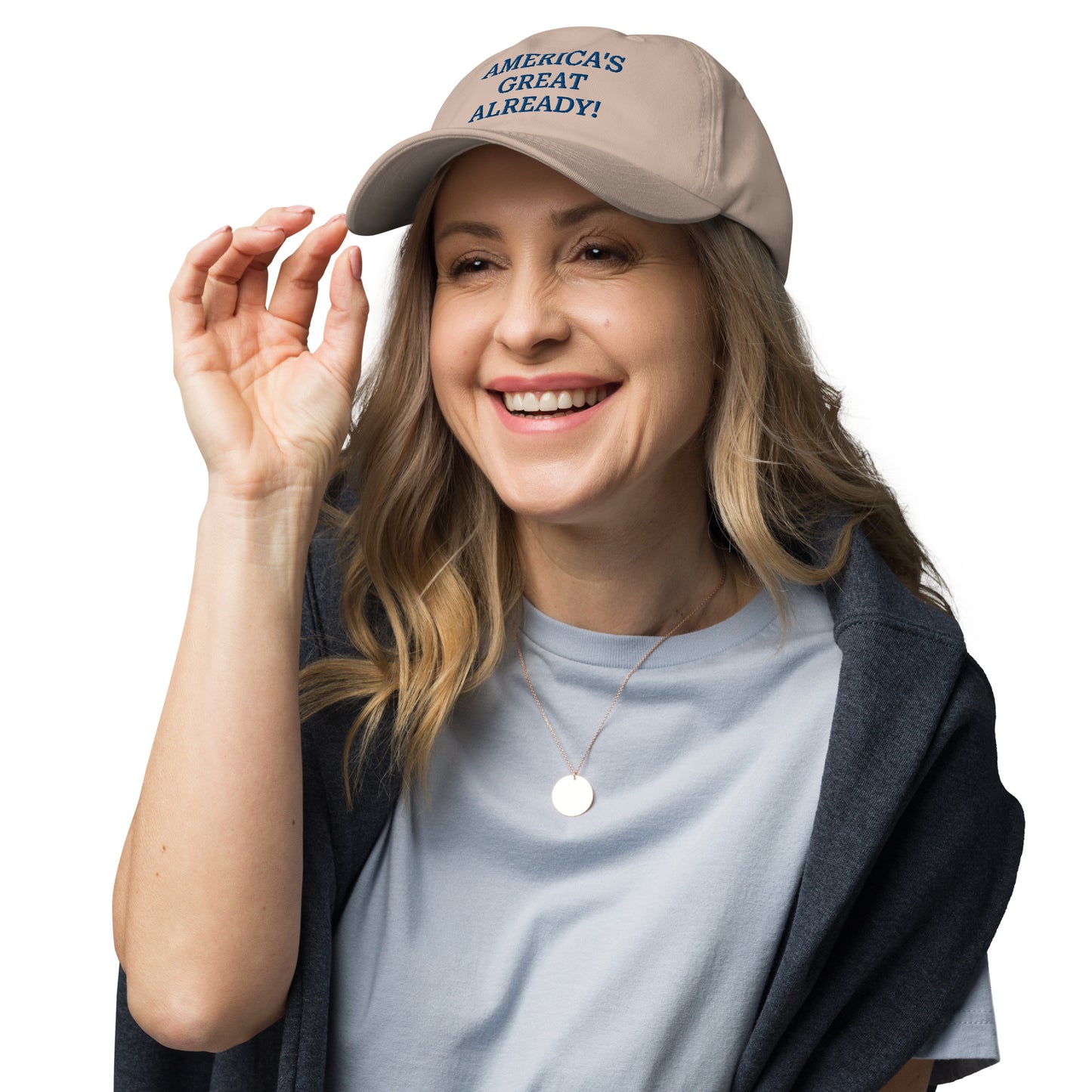 "America's Great Already!" Baseball Cap – Blue Lettering