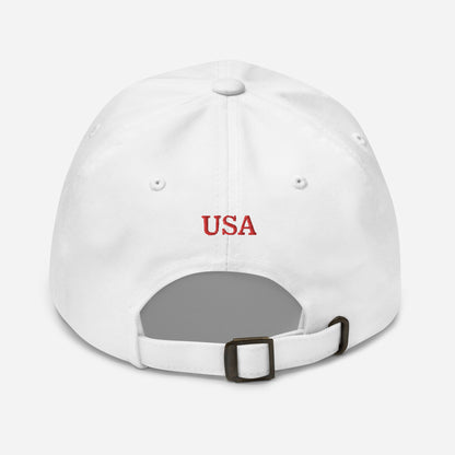 "America's Great Already, Man!" Cap in White with Red Lettering