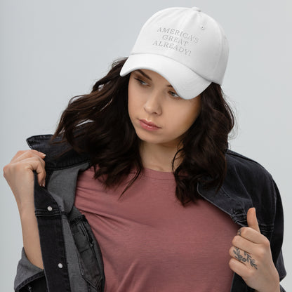 "America's Great Already!" Baseball Cap – White Lettering