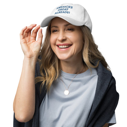 "America's Great Already!" Baseball Cap – Blue Lettering